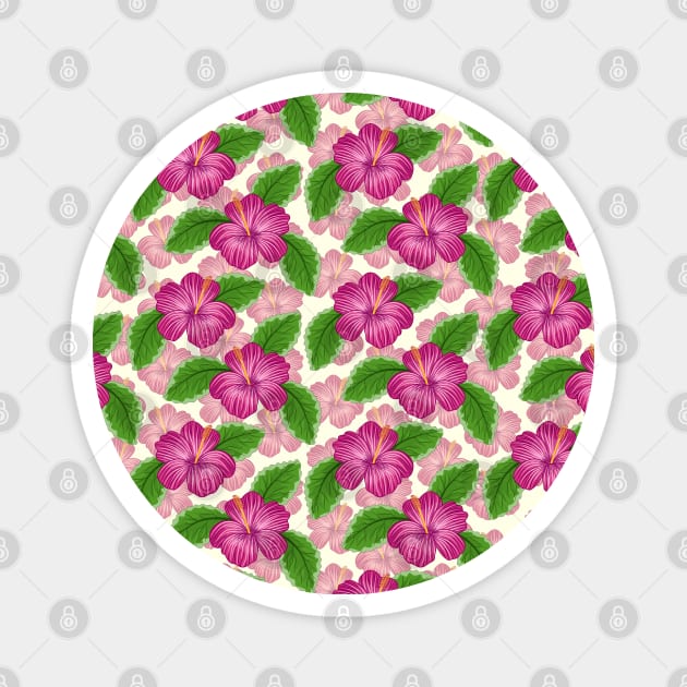 Hibiscus Pattern Magnet by Designoholic